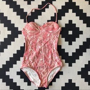 J. Crew Coral Paisley One Piece Swimsuit